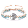 [[Hand braided blue and white turquoise bracelet with tree of life charm///Bracelet en turquoise bleue et blanche tressée à la main avec breloque arbre de vie]]