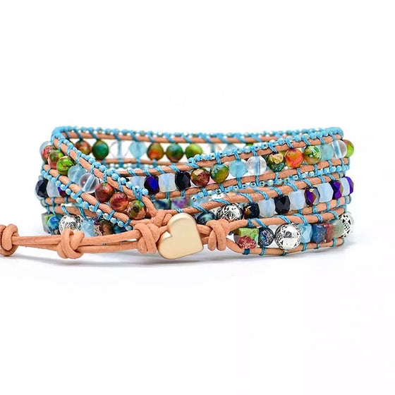 [[Hand braided natural gemstone bracelet///Bracelet tressé à la main en pierre naturelle précieuse]]
