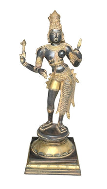  [[Antique black and gold brass Ardhanari statue///Statue de Ardhanari en laiton noir et or antique]]