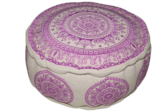 [[SURYA embroidered cotton pouf : Light Purple///SURYA pouf brodé en coton : Violet clair]]