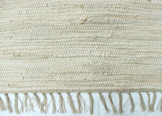 [[Hand-loomed chindi cotton rug : Light beige///Tapis en coton chindi tissé à la main : Beige clair]]